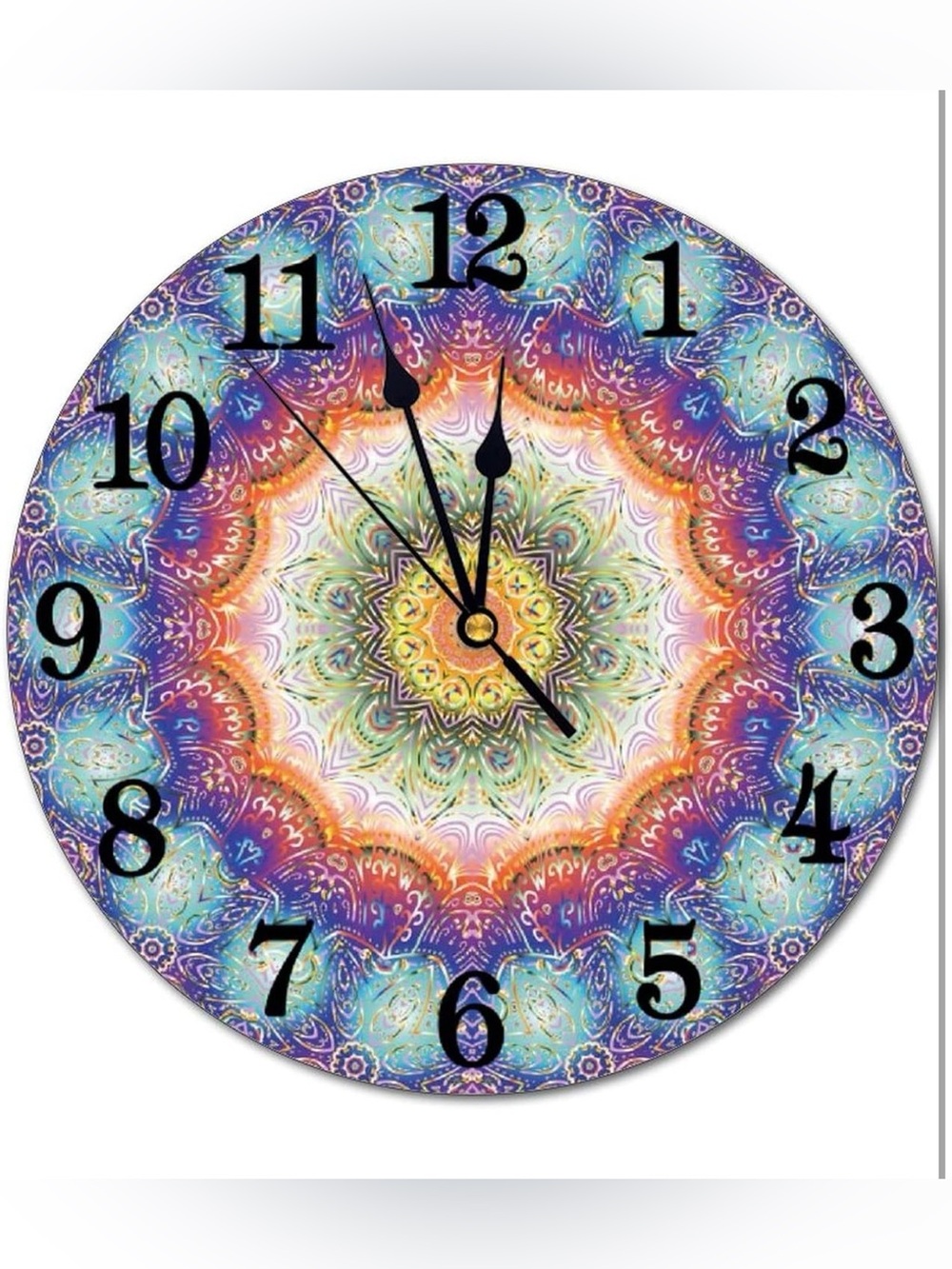 Vibrant Multicolor Mandala Wall Clock - Contemporary Home Decor NWT